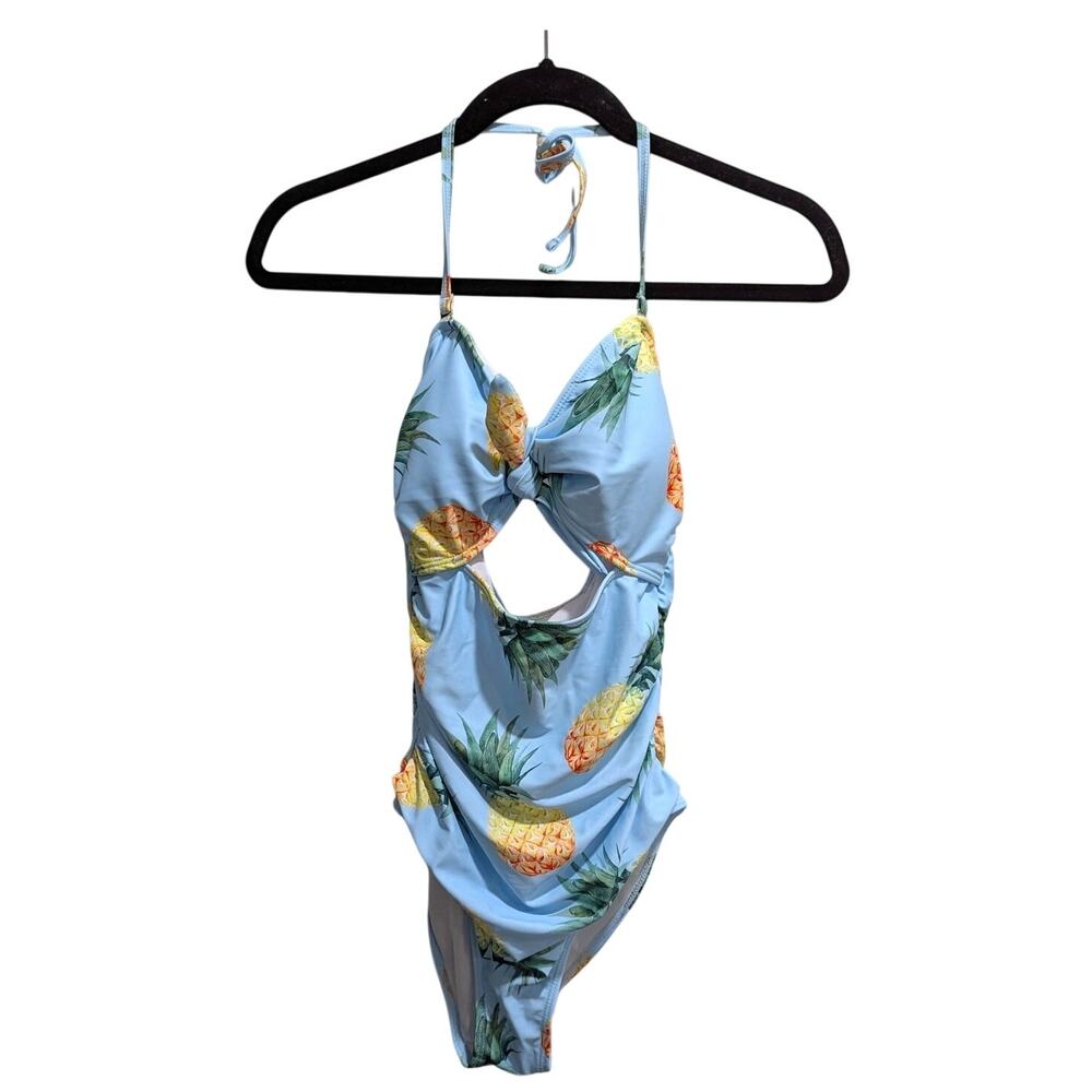 Pineapple Tempt Me Tummy Control Sexy Cutout One Piece Swimsuit Sz Small